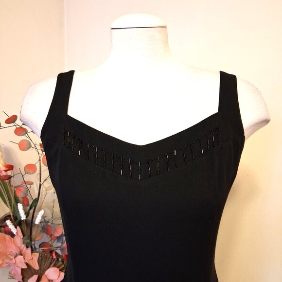 Preowned Women's Zakura 2 Piece Black Lined Beaded Blazer & Dress Set 10 M - Picture 9 of 16